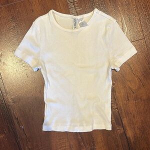 XXS 90% cotton ribbed white t-shirt